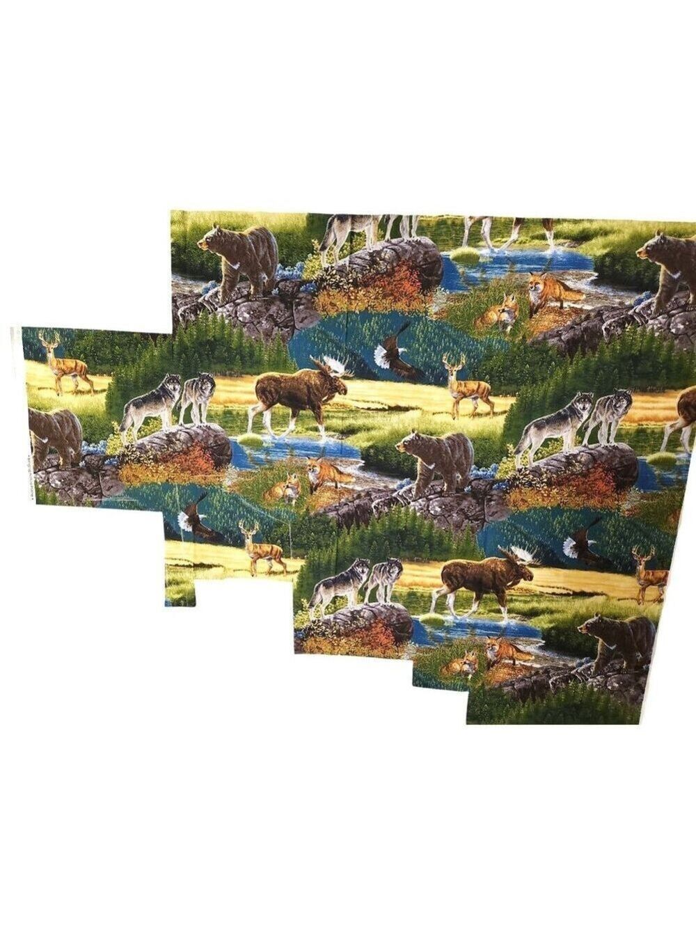 Bringing Nature Home Scenic Wildlife Fabric Panel Wolves Bears Foxes Moose